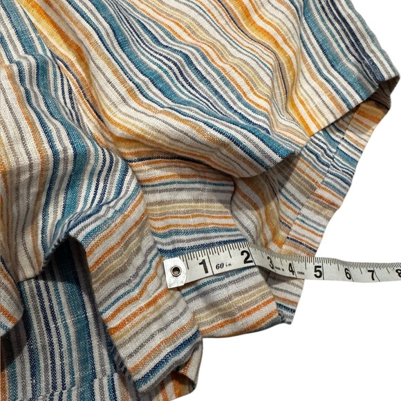 Reformation Island 100 Linen Romper In Marbella Striped Smocked Pockets Size 6 - Picture 7 of 7